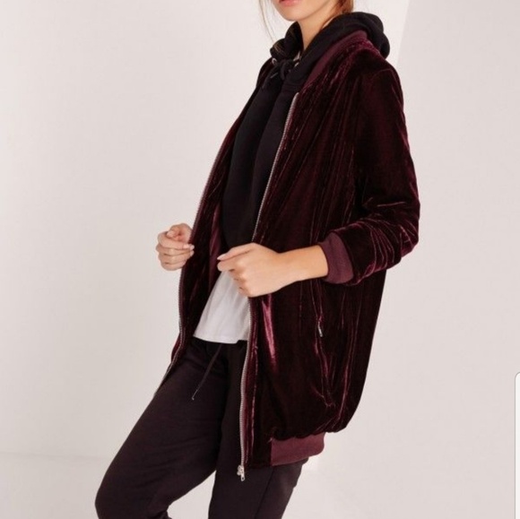 Missguided longline velvet bomber jacket - Picture 2 of 8